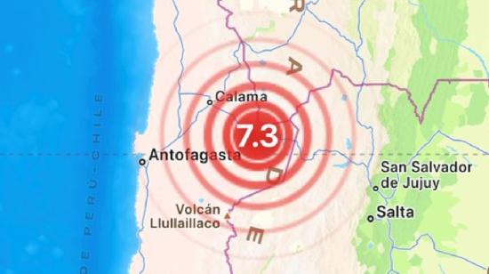 Gráfica del epicentro del terremoto en Chile del 18 de julio de 2024.