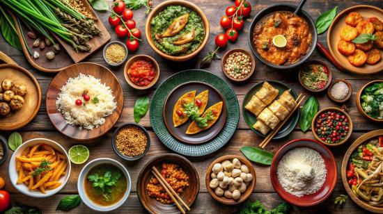 Platos de comida de distintas partes del mundo.-