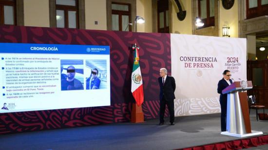 El presidente mexicano, Andrés Manuel López Obrador y la secretaria de Seguridad y Protección Ciudadana (SSPC), Rosa Icela Rodríguez, 26 de julio de 2024.