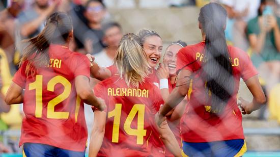 La selección femenina de España celebra un gol ante Nigeria Juegos Olímpicos de París, 28 de julio de 2024.