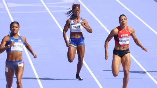 Anahí Suárez, durante la primera ronda de los 200 metros en los Juegos Olímpicos de París, el 4 de agosto de 2024.