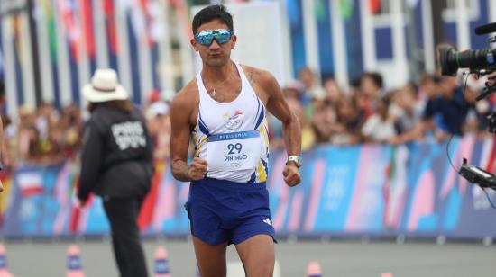 Daniel Pintado durante su participación en la prueba de relevos mixtos en marcha, en los Juegos Olímpicos de París, el 7 de agosto de 2024.