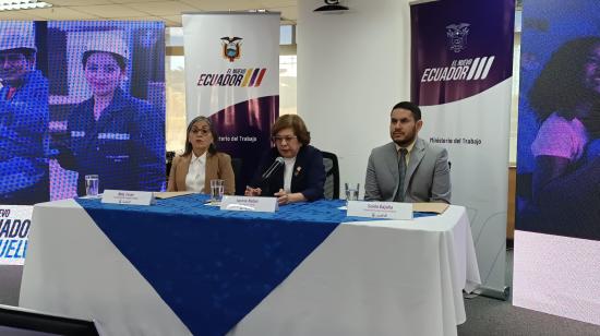 Ministra de Trabajo, Ivonne Núñez, en rueda de prensa este 13 de agosto de 2024.