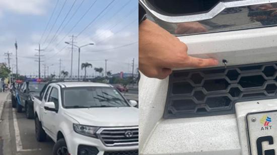 Una camioneta de la Aduana recibió disparos en Guayaquil el 16 de agosto de 2024.