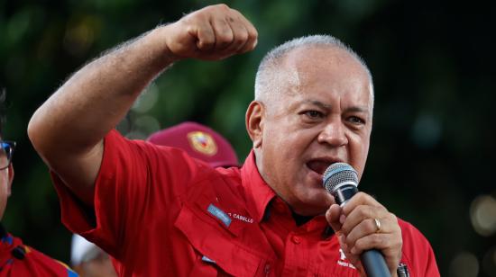 Diosdado Cabello hablando en una manifestación a favor del Gobierno en Caracas, 17 de agosto de 2024.