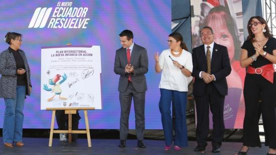 El presidente Daniel Noboa estuvo presente este 28 de agosto de 2024 en el lanzamiento del plan Nueva Infancia en Acción.