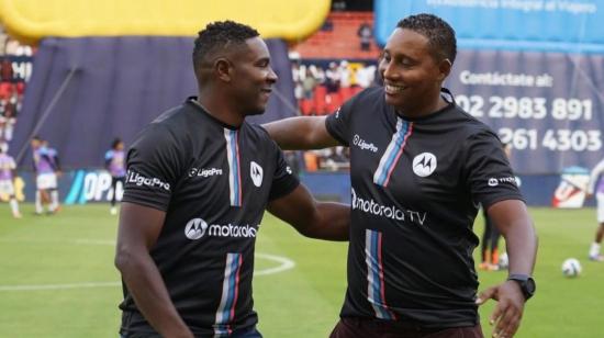 Jairo Campos y Leonardo Soledispa en el estadio Rodrigo Paz Delgado, 1 de septiembre de 2024.