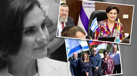 Fotocomposición de imágenes de la vicepresidenta Verónica Abad y de la canciller Gabriela Sommerfeld en su visita a Israel, en septiembre de 2024.