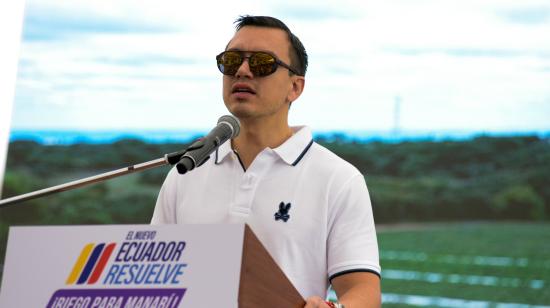 El presidente Daniel Noboa durante un evento en Rocafuerte, el 4 de septiembre de 2024.