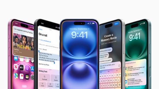 Fotografía renderizada de los nuevos iPhone 16, presentados el 9 de septiembre de 2024, en el Apple Event.