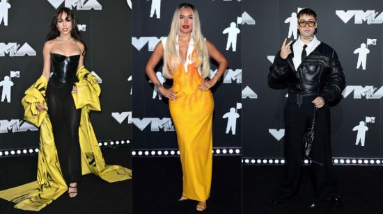 Danna Paola, Karol G y Tiago PZK en la alfombra de los MTV Music Awards, 11 de septiembre de 2024.