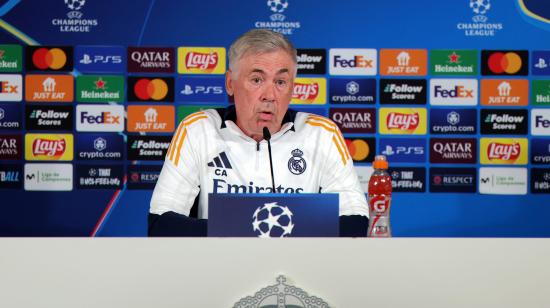 Carlo Ancelotti, entrenador del Real Madrid, durante una rueda de prensa, el 16 de septiembre de 2024.