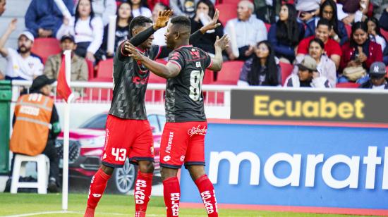 Gabriel Cortez festeja el gol en el empate de El Nacional ante Liga de Quito, el 21 de septiembre de 2024.