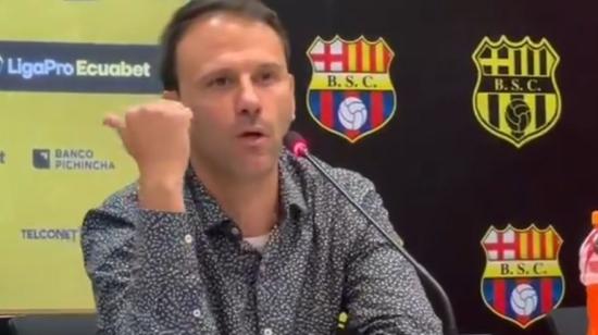 Alexander Pallarés, entrenador de Macará, tras el duelo ante Barcelona, el pasado 15 de septiembre de 2024.