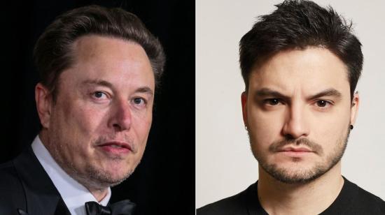 Collage con retratos de Elon Musk (izq) y Felipe Neto.