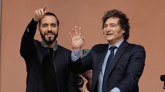 Javier Milei acompañado Nayib Bukele en Buenos Aires, Argentina, 20 de septiembre de 2024.