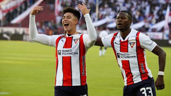 Gabriel Villamil festeja el gol de Liga de Quito ante El Nacional, el 21 de septiembre de 2024.