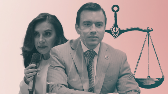 Ilustración de la pugna política y judicial entre el presidente Daniel Noboa y la vicepresidenta Verónica Abad, en 2024.