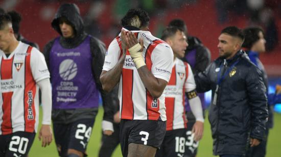 Richard Mina se lamenta, luego del partido de Liga de Quito ante El Nacional, el 2 de octubre de 2024.