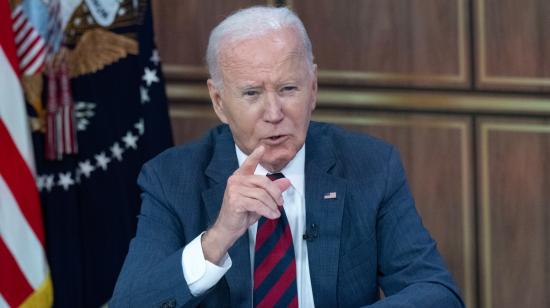 El presidente de Estados Unidos, Joe Biden, durante una sesión informativa sobre huracanes, 9 de octubre de 2024.