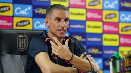 Sebastián Beccacece, DT de Ecuador, durante una rueda de prensa en la Casa de la Selección, el 9 de octubre de 2024.