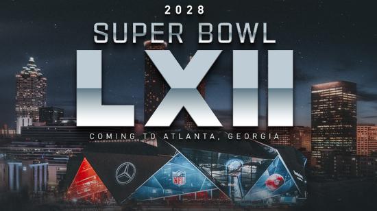 Imagen del afiche del Super Bowl LXII para 2028.