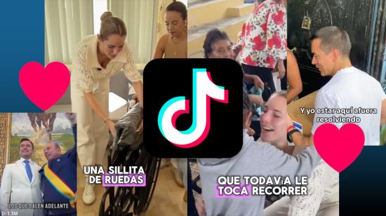 Imágenes de referencia de las cuentas de TikTok de Daniel Noboa y Lavinia Valbonesi.