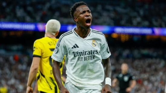 El delantero brasileño del Real Madrid Vinícius Jr durante el partido ante el Borussia Dortmund por la Fecha 3 de la Champions League, el martes 22 de octubre de 2024.