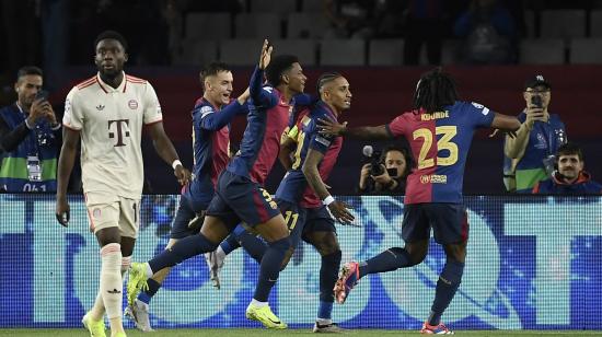 Jugadores del FC Barcelona, durante el partido ante el Bayern Múnich por la Champions League, el 23 de octubre de 2024.