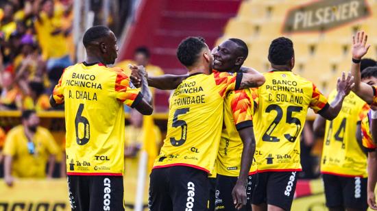 Jugadores de Barcelona SC, durante un partido de la LigaPro, el 20 de octubre de 2024.