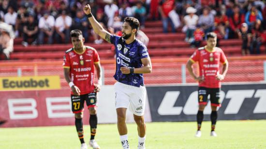 Jeison Medina, de Independiente del Valle, celebra su gol ante Deportivo Cuenca en la Fecha 11 de la Etapa 2 de la LigaPro, el 25 de octubre de 2024.