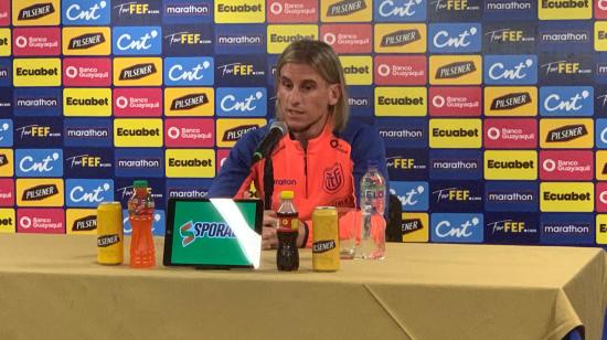 Sebastián Beccacece, durante una rueda de prensa de la Selección en Guayaquil, el 8 de noviembre de 2024.