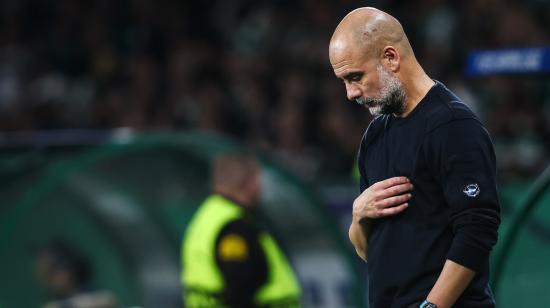 El entrenador del Manchester City, Pep Guardiola, en el partido de la Champions League ante el Sporting CP, el 5 de noviembre de 2024.