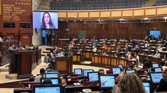 La vicepresidenta Verónica Abad habla ante el Pleno de la Asamblea Nacional este 13 de noviembre de 2024.