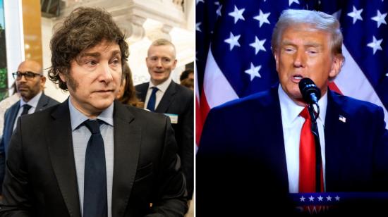 Javier Milei, presidente de Argentina, y Donald Trump, presidente electo de Estados Unidos, 12 de octubre de 2024.