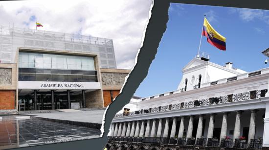 Composición fotográfica de la Asamblea Nacional y el Palacio de Carondelet.