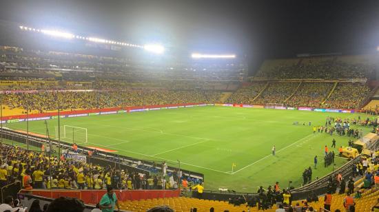 El estadio Banco Pichincha, antes del partido entre Ecuador y Bolivia, este jueves 14 de noviembre.