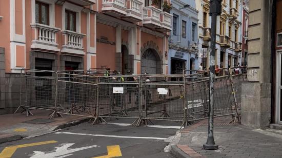 Cierre de vías en el Centro Histórico de Quito.