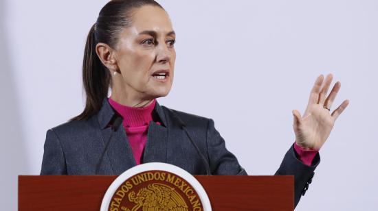 La presidenta de México, Claudia Sheinbaum, en una rueda de prensa el viernes 22 de noviembre de 2024 en el Palacio Nacional ubicado en la Ciudad de México.