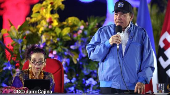 El presidente de Nicaragua Daniel Ortega y su esposa, la vicepresidenta Rosario Murillo, en una reunión el 14 de octubre de 2024 en Managua.