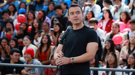 El presidente Daniel Noboa en un evento en Riobamba, el 27 de noviembre de 2024.