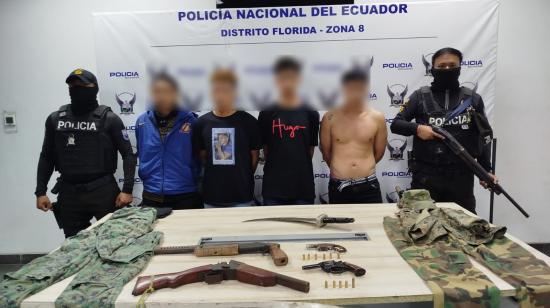 Cuatro sujetos fueron detenidos durante la intervención de la Policía en la Nueva Prosperina.