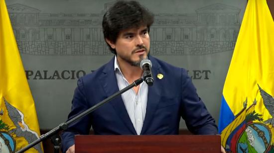 Ministro de Gobierno, José De La Gasca, durante rueda de prensa, este 23 de diciembre de 2024.