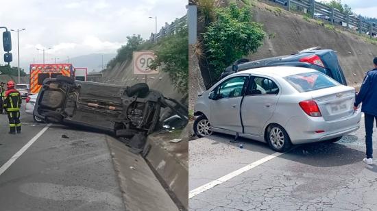 Accidente de tránsito en la Ruta Viva, en Quito, este 31 de diciembre de 2024.