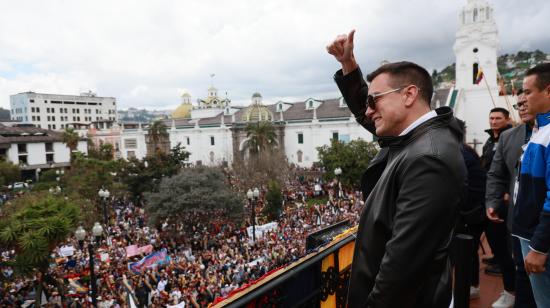 El presidente candidato Daniel Noboa en un evento en Carondelet, durante el primer día de campaña electoral, el 5 de enero de 2025.