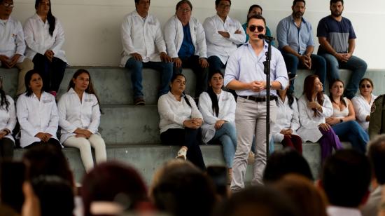 El presidente Daniel Noboa en una visita al INSPI, en Guayaquil, el 7 de enero de 2025.