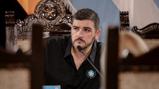 Aquiles Alvarez, alcalde de Guayaquil, en la sesión de concejo del 4 de abril de 2025.