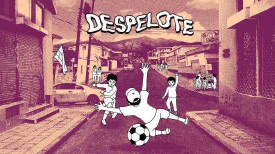 Ilustración promocional del videojuego ecuatoriano Despelote, que fue lanzado oficialmente en mayo de 2025.