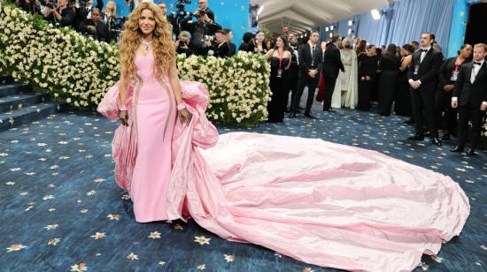 Shakira con su vestido rosado en la Met Gala, 5 de mayo de 2025.