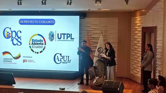 Presentación de la plataforma digital EduCPCCS, en el norte de Quito, el 3 de junio de 2025.